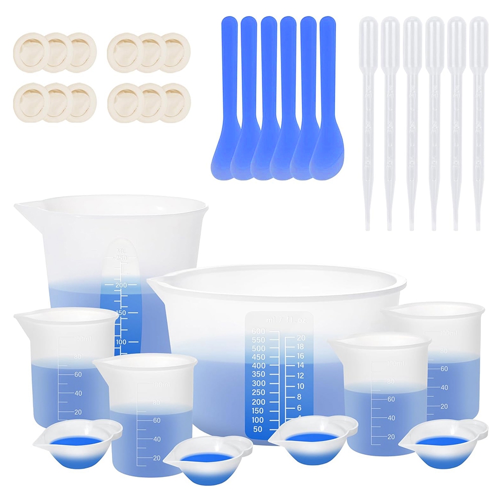 Mixing Cup Silicone - Reçine İçin Silikon Ölçüm Kapları, 600ML&250ML+