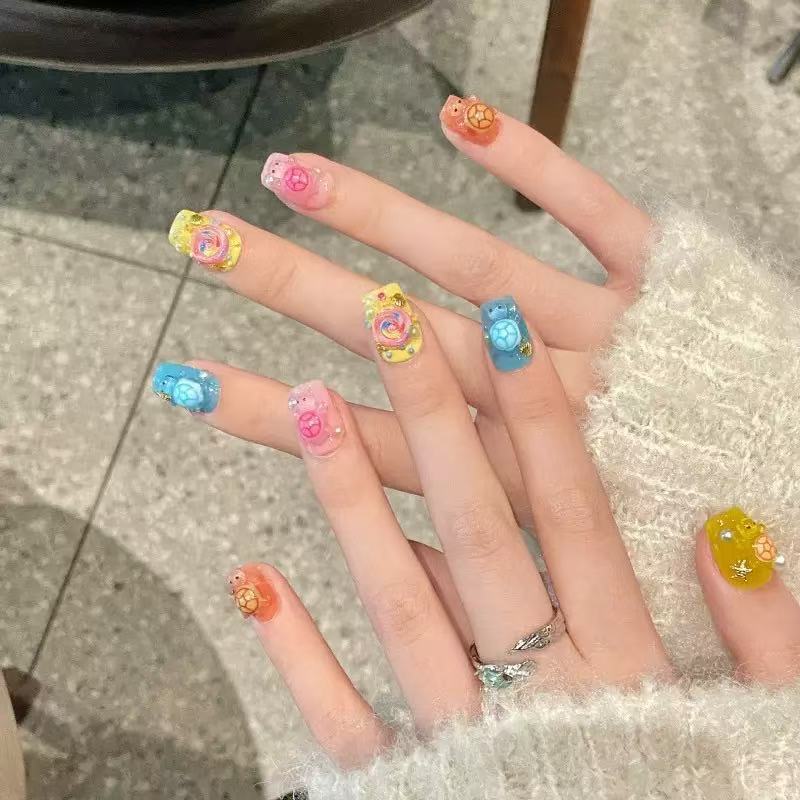 Resin Craft Material - 100 Mini Renkli Kaplumbağa Reçine Süsleri