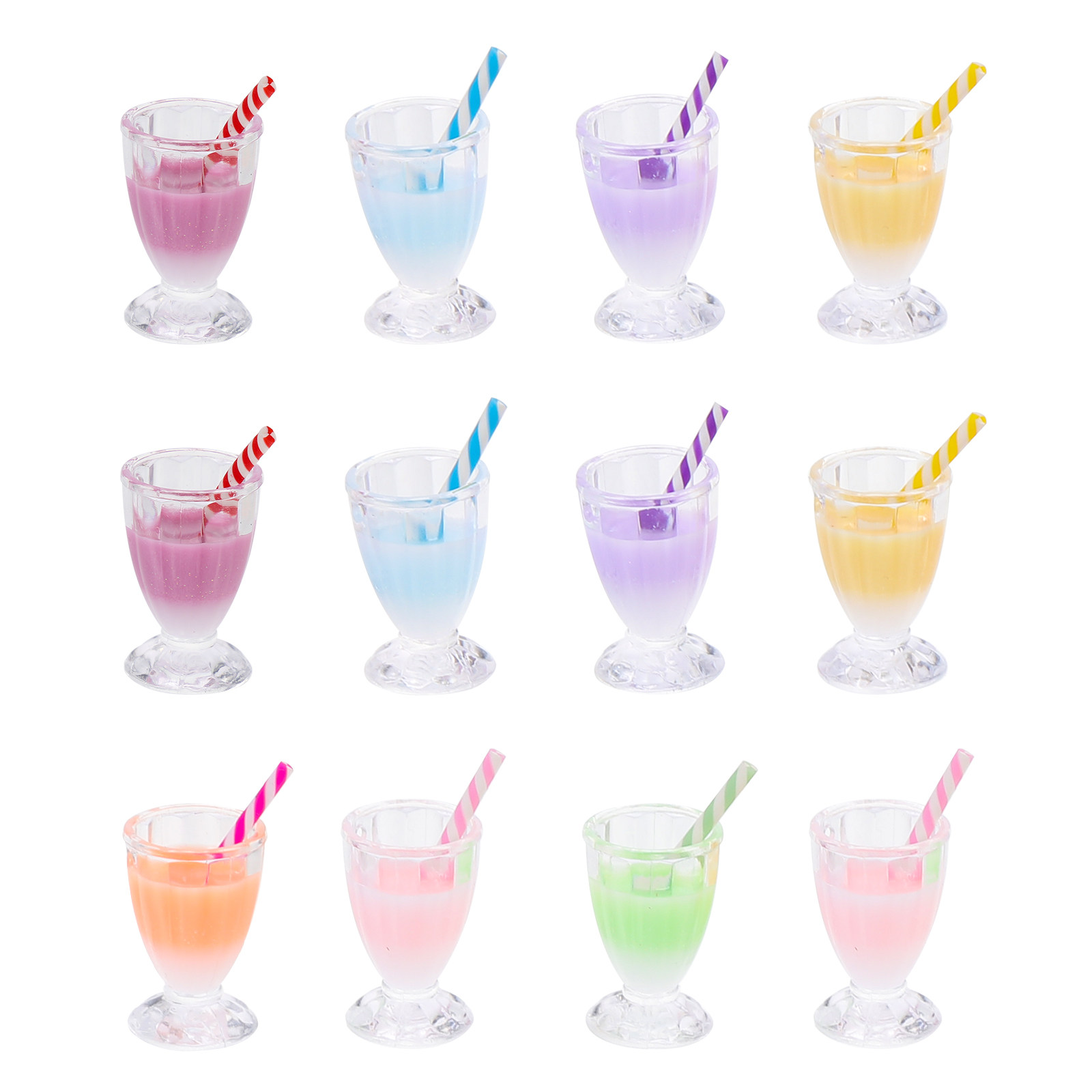 Resin Crafts - 12 Adet Sütlü Çay Şişesi Şeklindeki